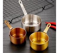 Cacerola pequeña de acero inoxidable de 100 ml con mango largo y agujero para colgar para cocinar leche, mantequilla, café, salsas, salsa y otros líquidos calientes (plata M)