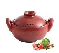 Cacerola redonda con tapa, olla caliente de cerámica, olla de cerámica japonesa resistente al calor con asa, cacerola for cocinar en la cocina, for cocinar al a fuego lento(Red,1120ML)