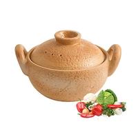 Cacerola redonda con tapa, olla caliente de cerámica, olla de cerámica japonesa resistente al calor con asa, cacerola for cocinar en la cocina, for cocinar al a fuego lento(Yellow,2050ML)
