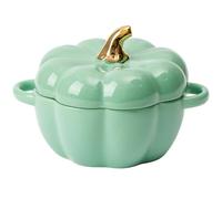 Cacerola, tazón for sopa con tapa y asa, sopera grande forma de doble(Green)