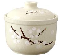 Cacerolas de cerámica, Cacerola for guisar con tapa, 400 ml, taza de porcelana for sopas y guisos, tazón pequeño for cocinar al vapor, ramen redondo(White)