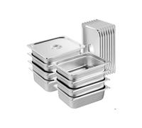 Cacerolas de mesa al vapor-Duoku-Lote de 8-Antibloqueo de tamaño 1/2 con tapa-Acero inoxidable-0,8 mm de grosor