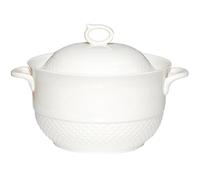 Cacerolas pequeñas de cobre, sopera blanca con tapa(White,1.2Quarts)