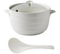 Cacerolas pequeñas de cobre, sopera blanca porcelana con tapa, redonda(Glass Cover,2.2L/2Quarts)