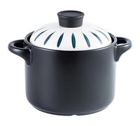 Cacerolas pequeñas de cobre y barro con tapa, utensilios cocina resistentes al calor(White,3.5L/3.2Quarts)