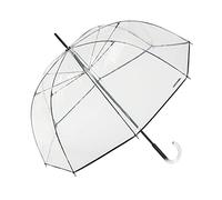 Cacharel Paraguas transparente con forma de Campana- Paraguas Largo Mujer con forma de Burbuja- POE Ecológico- Apertura Manual-Ribete Negro- Diámetro 96 cm