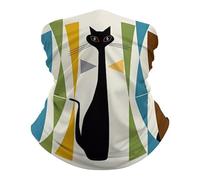 Cache-cou de pêche UPF 50+, cagoule respirante, demi-masque, foulard à séchage rapide, masque de ski coupe-vent, motif chat, style moderne mi-siècle, protection solaire pour les activités de plein air