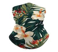 Cache-cou de pêche UPF 50+, cagoule respirante, demi-masque, foulard à séchage rapide, masque de ski coupe-vent, motif hawaïen fleurs et feuilles de palmier, protection solaire pour les activités de p