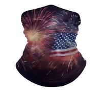 Cache-cou de pêche UPF 50+ respirant, cagoule demi-masque, séchage rapide, écharpe, masque de ski, coupe-vent, motif feu d'artifice, drapeau américain, protection solaire pour le 4 juillet, en extérie