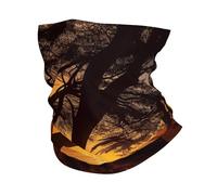 Cache-cou motif coucher de soleil et arbres en bord de mer, masque facial rafraîchissant et coupe-vent pour hommes et femmes, bandana respirant, idéal pour les sports de plein air comme le ski, la ran