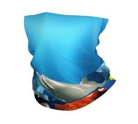 Cache-cou sous-marin avec dauphins, coraux et poissons, protection UV, masque rafraîchissant pour homme et femme, coupe-vent, écharpe, bandana respirant, idéal pour les sports de plein air comme le sk