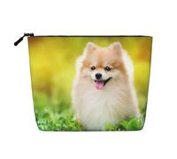 Cachorrito adorable en Spring Park,Neceser de maquillaje de imitación lino, neceser de viaje portátil