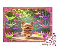 Cachorro Adorable Puzzle de 1000 Piezas Papel para Adultos Grullas Coloridas Origami Juego de Puzzle 1000 Piezas Decoración Regalo 52x38cm/1000pcs
