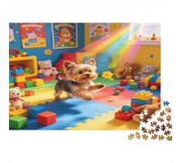 Cachorro Adorable Sala de Juegos Puzzle de 1000 Piezas Puzzle para Adultos Habitación Colorida de Juguetes Papel Familia Relajación Decoración 70x50cm/1000pcs