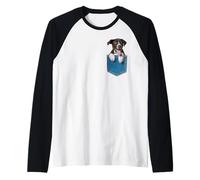 Cachorro alemán de Pelo Corto en un Bolsillo Camiseta Manga Raglan