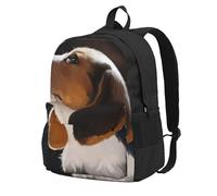 Cachorro Beagle Perro Bienvenido Jardín,Mochila con bolsillos, mochila informal para el día a día, resistente al agua, ideal para la escuela, viajes