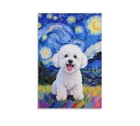 Cachorro Bichón Cuadro De Pared, Poster Obra De Arte Colgado | Impresión Lienzo Murales, Moderno Pintura Decor Interior Para Dormitorio Pasillo, Regalo 20x30inch(50x75cm)