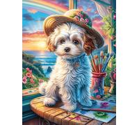 Cachorro Bichon Frisé en la cubierta Puzzle 1000 Piezas Cartón Blanco Premium Para Expertos Cuento de hadas tierno de acompañamiento Eventos Team Building Ejercita La Mente Hobby Y Ocio Regalo De Navi