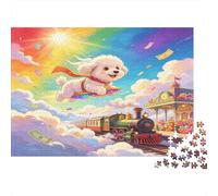 Cachorro Blanco Bonito Puzzle de 1000 Piezas Puzzle para Adultos Papel Estación de Tren Clásica Relajante Interacción Familiar Decorativo Regalo 38x26cm/1000pcs