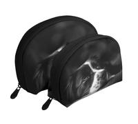 Cachorro Border Collie, Bolsa de Maquillaje de Concha, Monedero pequeño para Mujer, Bolsa de artículos de tocador, Bolsa de cosméticos, 2 Piezas