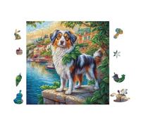 Cachorro Border Collie by The Lake Puzzle 100 Piezas Papel Adultos Desconectar Estrés Alivio Ansiedad Garantía Reposición Piezas 28x28cm