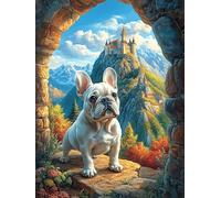 Cachorro Bulldog francés bajo Arco de Castillo Puzzle 300 Piezas Estera Portátil 3D Ciencia ficción sueño mágico Rompecabezas Familiar para Hombres Y Mujeres Aliviar Estrés Decoración Hogar 300 PCS