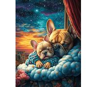 Cachorro Bulldog francés durmiendo en Nube Puzzle 1000 Piezas Familiar Creativo Planta Silvestre Rompecabezas 3D para Familia Juguete Educativo Construir Maquetas Aliviar Estrés 1000 PCS