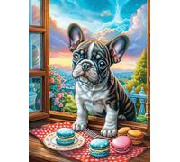 Cachorro Bulldog Francés en la habitación acogedora Rompecabezas 1000 Piezas Cartón para Niños Mayores 14 Años Cuento de Hadas tierno de acompañamiento Noches De Cita Antiestrés Pack Completo Detalle