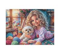 Cachorro Campo de Flores Mascota Linda Fauna Silvestre Puzzles 500 Piezas 3D Maquetas Educativas Happy Time Desafío Intelectual para Familia DIY Creativo Construir Juguete Educativo 500 PCS