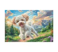 Cachorro caniche Blanco Flores Puzzles 1000 Piezas Entretenimiento Familiar Rompecabezas 3D para Familia Juguete Educativo Aliviar Estrés Decoración Hogar 1000 PCS
