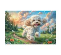 Cachorro Caniche Blanco Garden Puzzle 1000 Piezas Papel Adolescentes Actividad Familiar Educativa Mejora Coordinación Ojo-Mano Fiestas Navideñas 1000 PCS