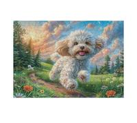 Cachorro caniche Blanco Garden Puzzles 300 Piezas Decorativo Coleccionable Obra De Arte Rompecabezas Familiar para Adultos Desafío Avanzado DIY Creativo 300 PCS
