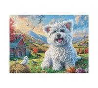 Cachorro caniche Blanco Puzzle 500 Piezas Relajante Premium Rompecabezas para Hombres Y Mujeres Estera Portátil 3D Decoración Hogar Duradera 500 PCS