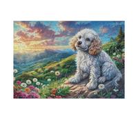 Cachorro caniche Blanco Puzzles 300 Piezas Aliviar Estrés Familiar Rompecabezas para Adultos Desafío Intelectual 3D DIY Creativo Decorativo 300 PCS