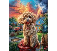 Cachorro Caniche en el jardín de Flores Puzzle 300 Piezas Impossible Creativo Único Mitos Animal-Planta Rompecabezas 3D Obra De Arte para Toda La Familia Juguete Educativo Decoración 300 PCS