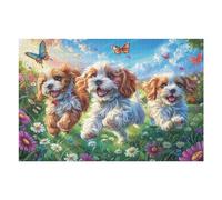 Cachorro Caniche Entre Las Flores Puzzle 1000 Piezas Cartón Resistente para Coleccionistas Entretenimiento Toda La Familia Mejora Memoria Pack Completo para Navidad 1000 PCS