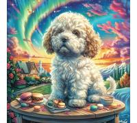 Cachorro caniche with Tea Party Rompecabezas 100 Piezas Cartón para Mayores para Ocupar Tiempo Actividad Antiestrés Decoración Mural Mejor Valorado 28x28cm