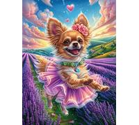 Cachorro Chihuahua en la Pradera Florida Puzzle 300 Piezas Cartón Blanco Premium para Expertos Animal tierno de Cuento de Hadas Tiempo Ocio En Casa Relajación Mental para Enmarcar 30