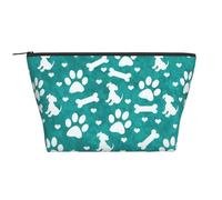 Cachorro con Estampado de Pata de Perro Blanco y Verde Azulado, Bolsa de artículos de tocador Bolsa de Maquillaje Bolsa de cosméticos Bolsa de artículos de tocador de Viaje portátil