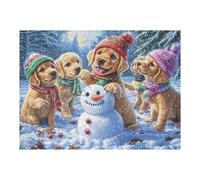 Cachorro con Globo de Navidad nevado Puzzle 500 Piezas Educativo 3D Familiar Rompecabezas para Familia Desafío Intelectual DIY Creativo Decoración Hogar 500 PCS