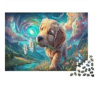 Cachorro con Margaritas en Boca Puzzle Mascotas Rompecabezas 1000 Piezas - Regalo, Juego Familiar, Decoración del Hogar, Adultos 52x38cm/1000pcs