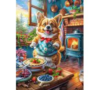 Cachorro Corgi cocinando en casa Puzzle 500 Piezas Alivio De Estrés Mitos fantásticoss Cuento De Hadas Rompecabezas para Hombres Y Mujeres Decoración Hogar Estera Portátil 3D Moderno 500 PCS