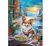 Cachorro Corgi Haciendo un Picnic Puzzle 1000 Piezas Papel Mayores Cuento de Hadas de acompañamiento mágico Terapia Ocupacional Alivio Estrés Tiempo Libre En Casa Regalo Original 100