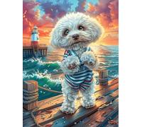 Cachorro de bichón frisé en el Bosque mágico Puzzle 500 Piezas Relajante Premium Plantas y Animales de Cuento de Hadas Rompecabezas para Hombres Y Mujeres Estera Portátil 3D Decoración Hogar Duradera