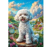 Cachorro de bichón frisé en el Bosque mágico Puzzles 500 Piezas Construir DIY 3D Animal Lindo de Cuento de Hadas Rompecabezas para Adultos Maquetas Educativas Aliviar Estrés Estera Portátil 500 PCS
