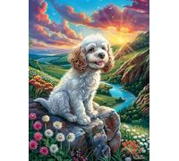 Cachorro de Bichón Frisé sobre una Roca Rompecabezas 500 Piezas Cartón para Expertos Animales y Plantas Mejora Atención Diversión Grupal Decoración Artística Regalo Navideño Original 500 PCS