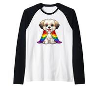 Cachorro De Bichón Habanero del Orgullo Capa Arcoíris LGBTQ+ Camiseta Manga Raglan