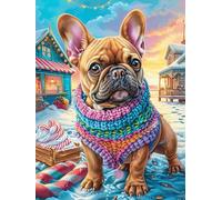Cachorro de Bulldog Francés con un Jersey de Punto Rompecabezas 500 Piezas Cartón Grueso para Parejas Sueño Mágico de Ciencia Ficción para Enmarcar Decoración Mural Pieza De Colección