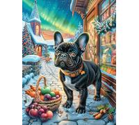 Cachorro de Bulldog Francés en Cocina acogedora Puzzle 500 Piezas Obra De Arte 3D Rompecabezas para Hombres Y Mujeres Desafío Intelectual Estera Portátil DIY Moderno 500 PCS