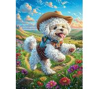 Cachorro de caniche con sombrero de vaquero Rompecabezas 300 Piezas Cartón Grueso Para Coleccionistas Sueño Mágico de Ciencia Ficción Mejora Memoria Desarrollo Cognitivo Diversión Familia Regalo Reyes